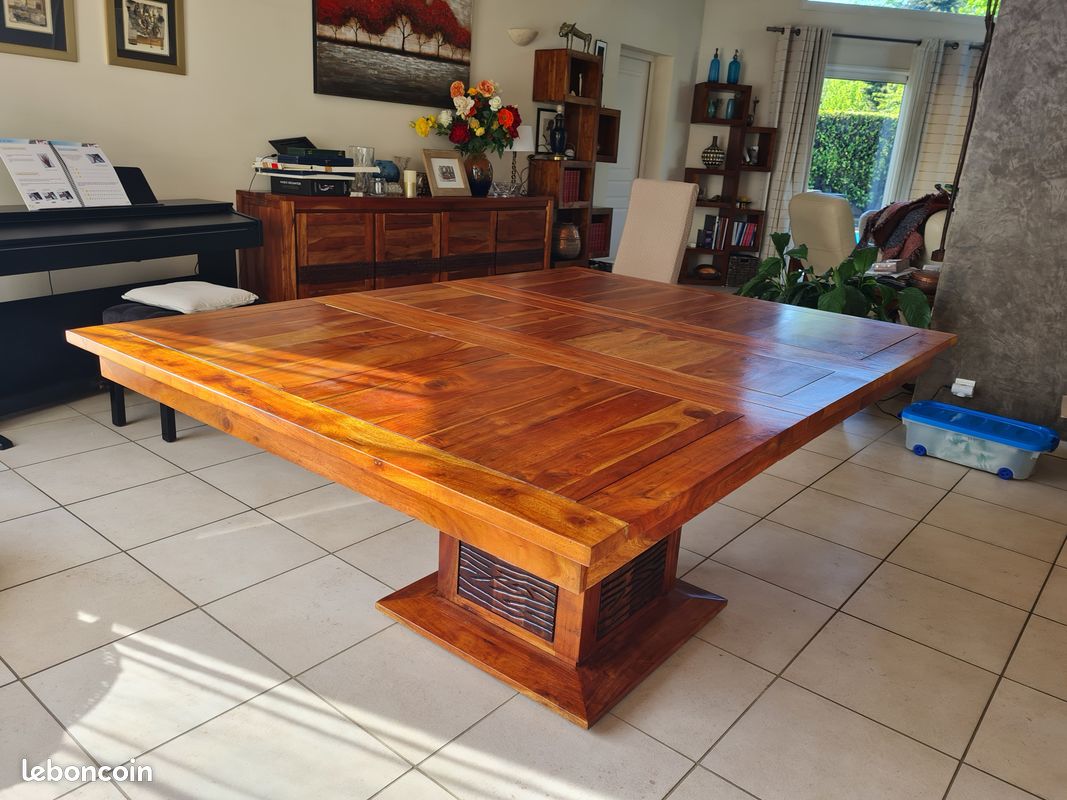 Table salle à manger en bois massif et rallonge (image 7)