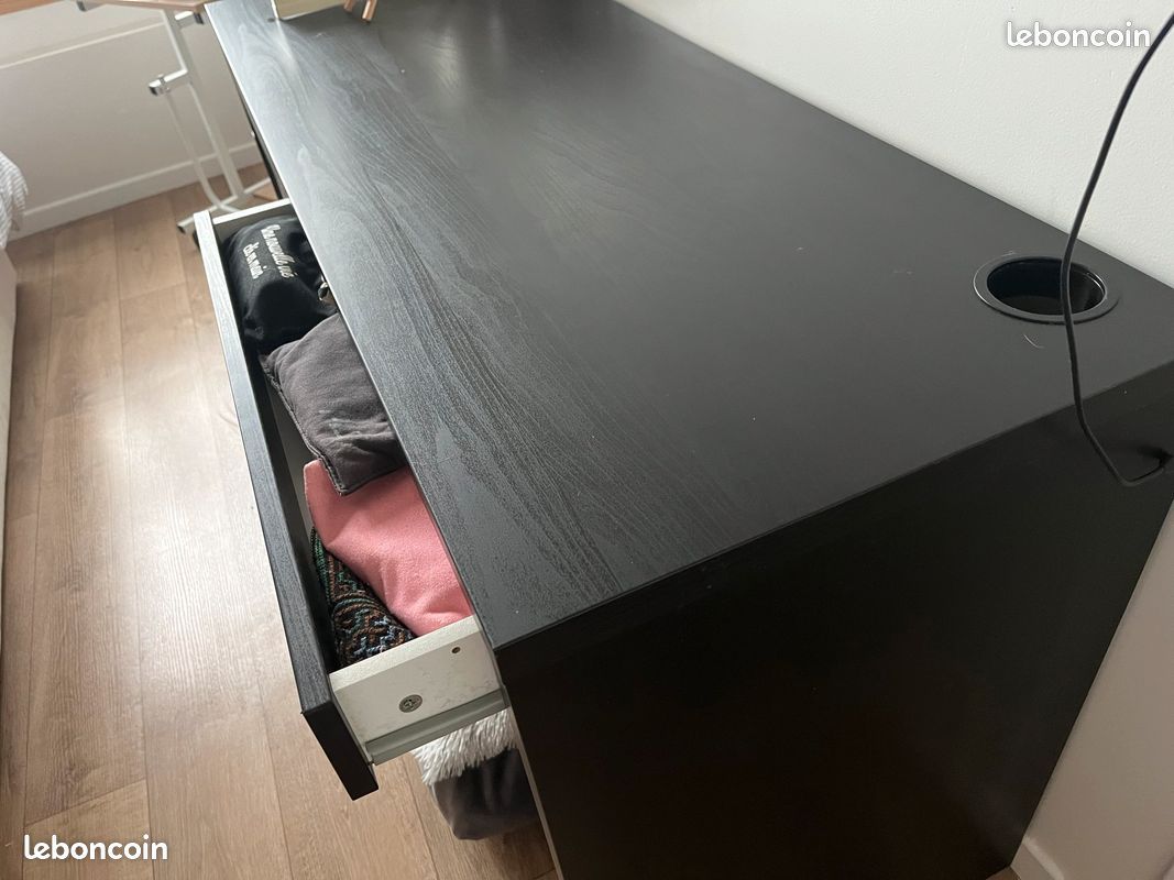Bureau brun noir avec 2 tiroirs (image 2)