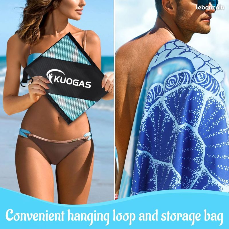 KUOGAS Serviette De Plage XXL 180 × 90 Cm, Grande Serviette En Microfibre à Séchage Rapide, Serviette De Bain Sans Sable, Couverture De Plage Pour Femme, Rouge Rose