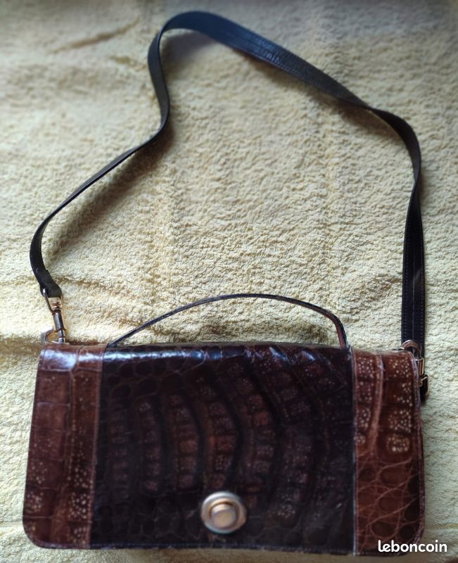 Sac à main cuir crocodile véritable vintage Accessoires Bagagerie