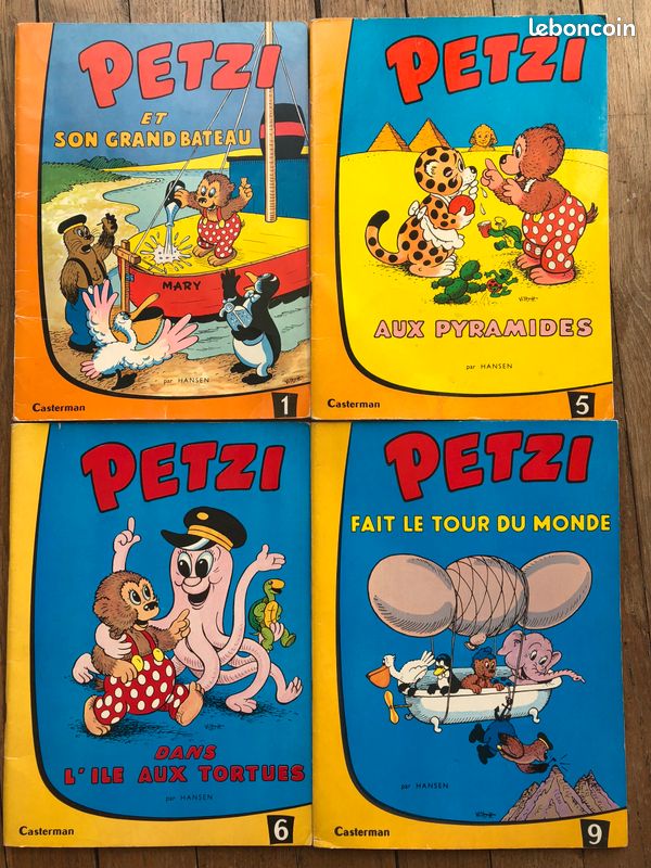 Lot de 4 livres PETZI par Hansen années 60 - 70 - N° 1 - 5 - 6 - 9 - Casterman (image 1)