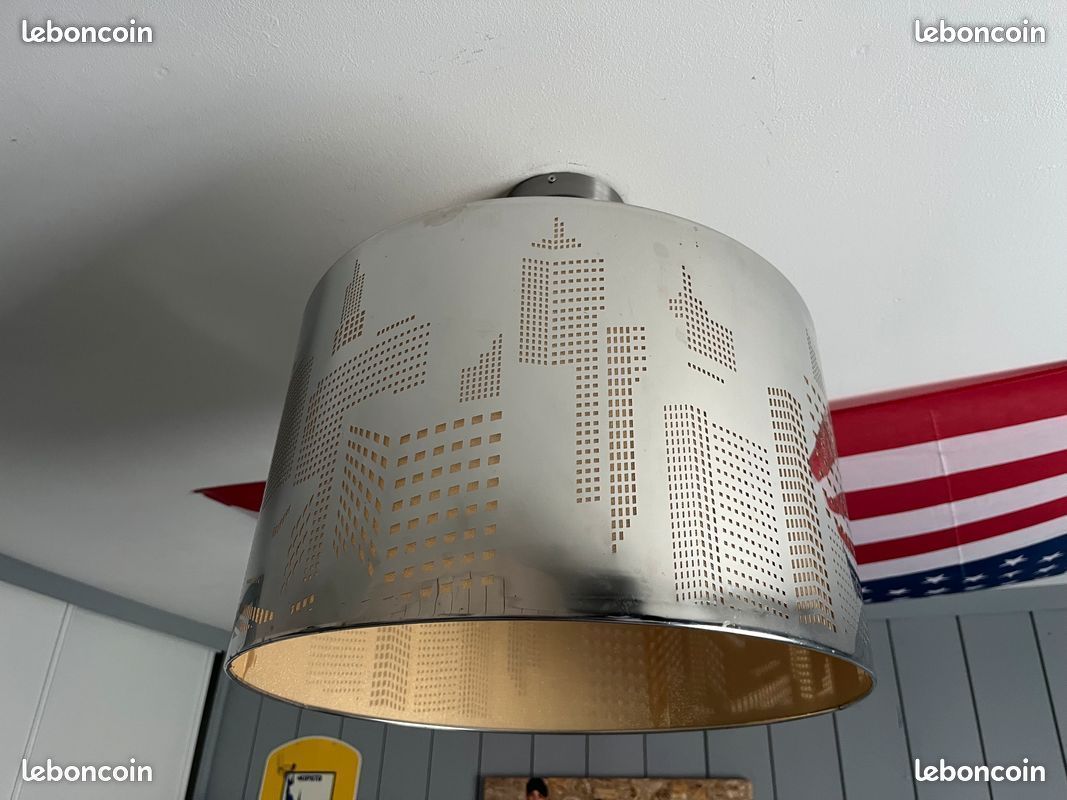 Lustre abat-jour lampe Design miroir argent NEW YORK (KG44) (image 1)