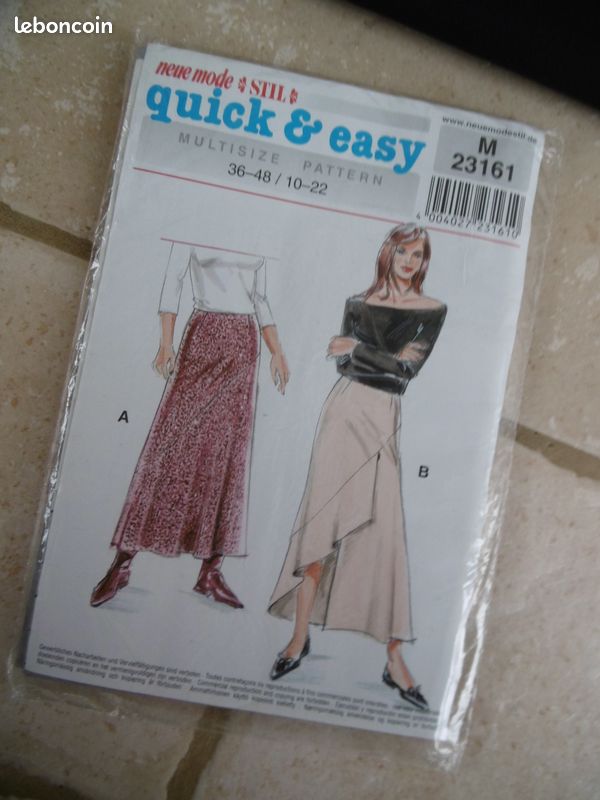 Coupon tissu noir(2)+ 1 coupon couleur kaki neuf +1 patron de jupe (image 4)