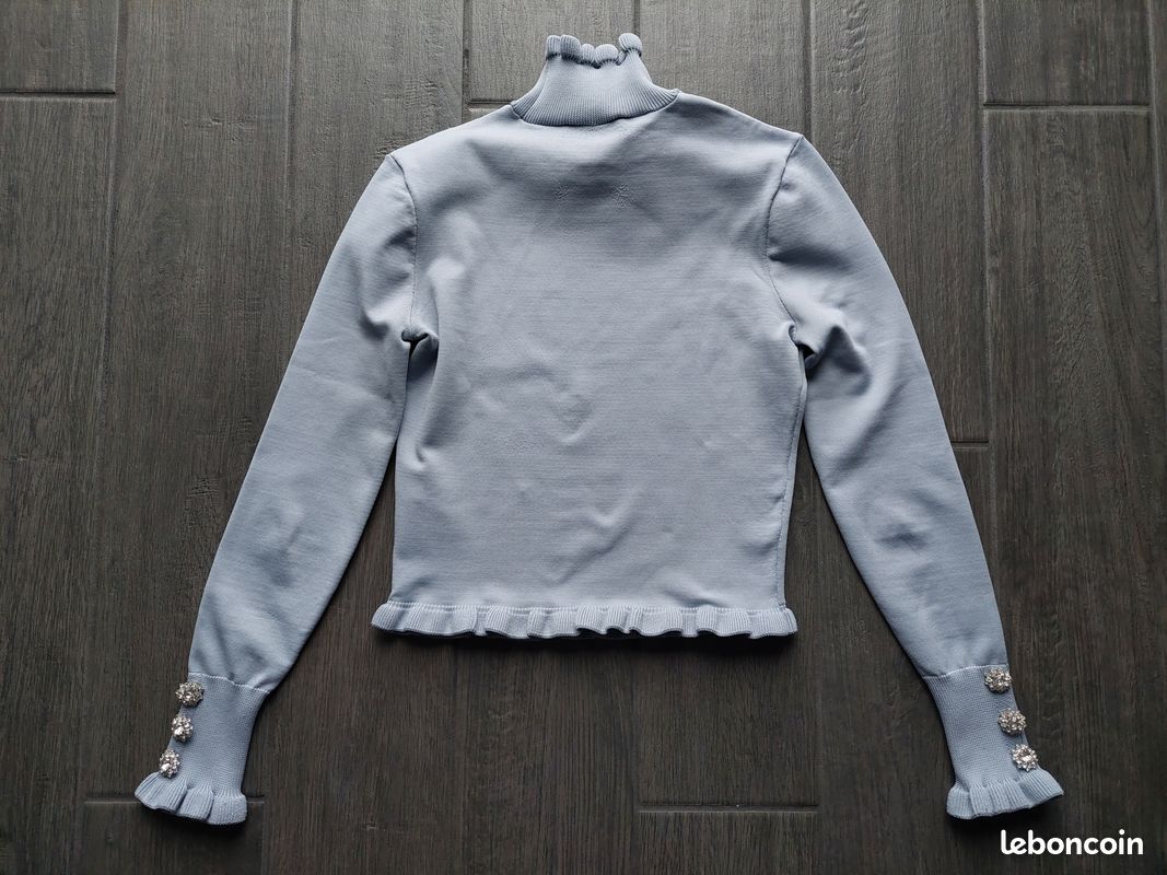 Pull Blanc Court Zara – Taille S – Coupe Cropped Et Col Rond