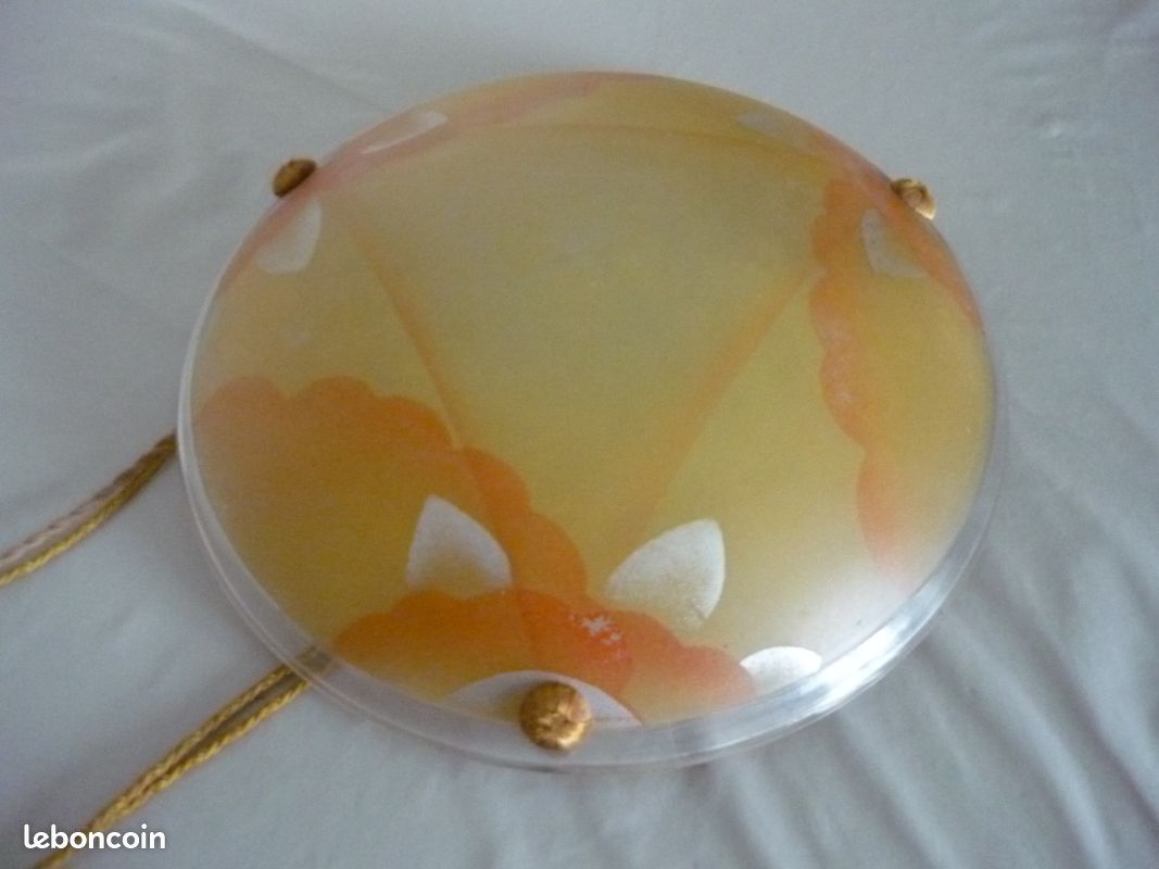 Suspension luminaire vasque verre moulé pressé Art Déco (image 6)