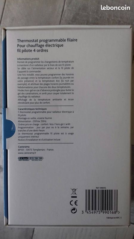 Thermostat programmable filaire chauffage élecq (image 1)