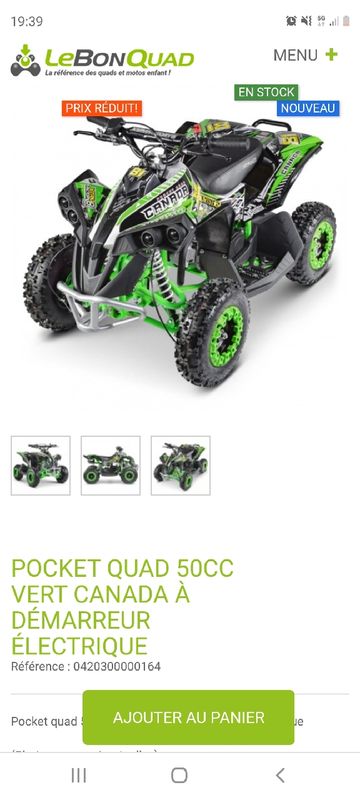 Pocket quad 50cc canada démarrage électrique à un bon prix