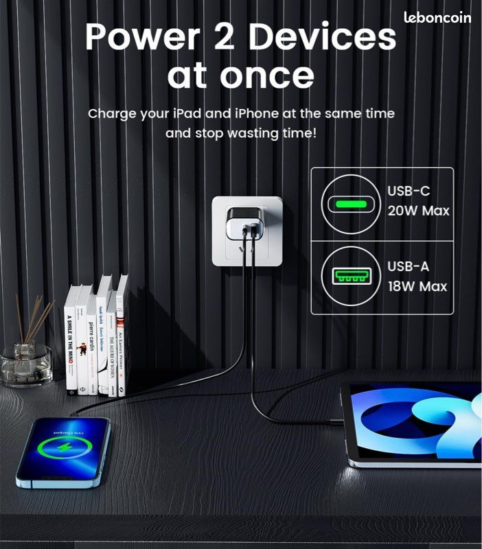 20 blocs de charge USB C, 20 W, certifiés UL, double port PD+QC, adaptateur mural à charge rapide pour iPhone 15/14/13/12/11/Pro Max/XS/XR/X, Galaxy S24/S23/S22, LG (image 6)