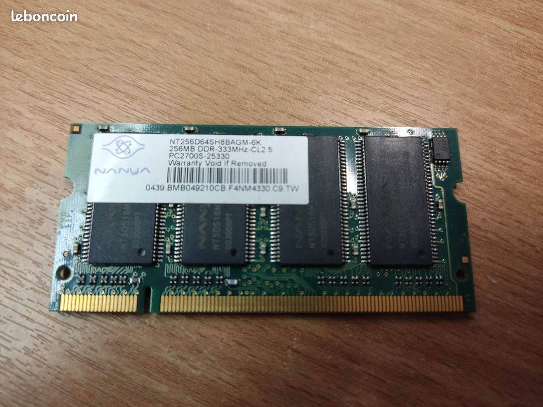 Mémoire ordinateur portable 768 Mo (DDR - 333 Mhz - PC2700) (image 1)