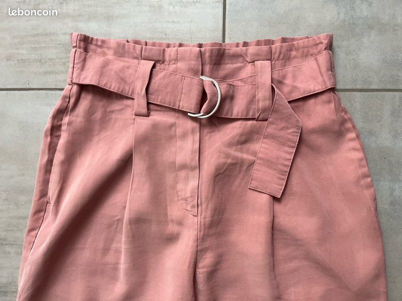 Pantalon large taille haute élastique Marque Zara Vêtements