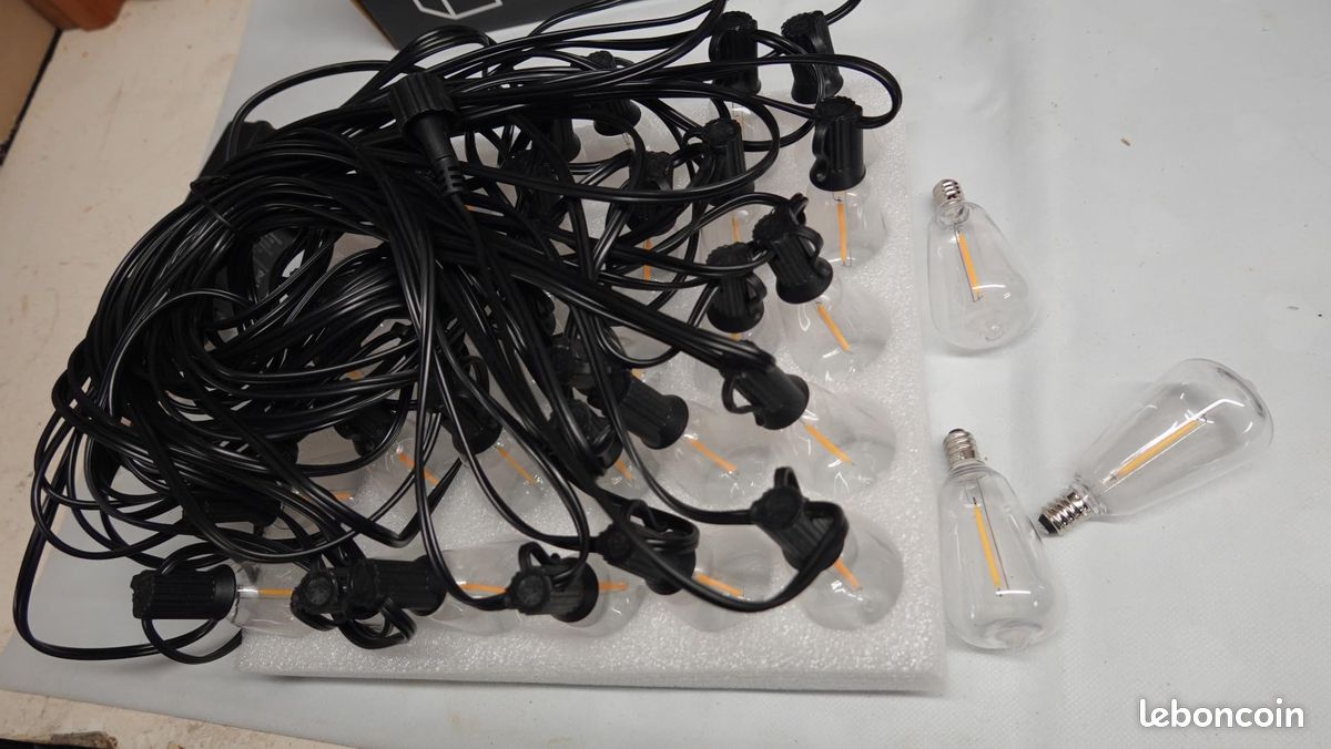 Guirlande Guinguette Extérieure 19M Darewave 33 Ampoules LED ST38 Blanc Chaud - IP44 Connectable Télécommande Variateur