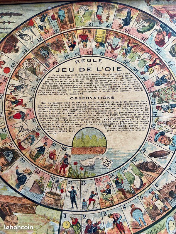 Jeu De L'Oie Rare - Vintage 1930 - Vermifuge LUNE - Carton Original - 21x30.2 Cm
