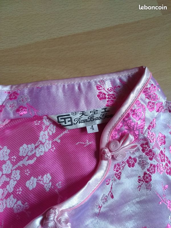 4 ans fille, robe chasuble rose "tian bas gong" (image 4)