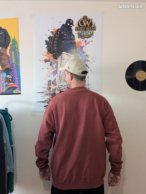 Pull Col V Homme - L'HOMME MODERNE - Rouge bordeaux - Taille XL - Très Bon État – Saison Printemps, Automne, Hiver - Vêtements