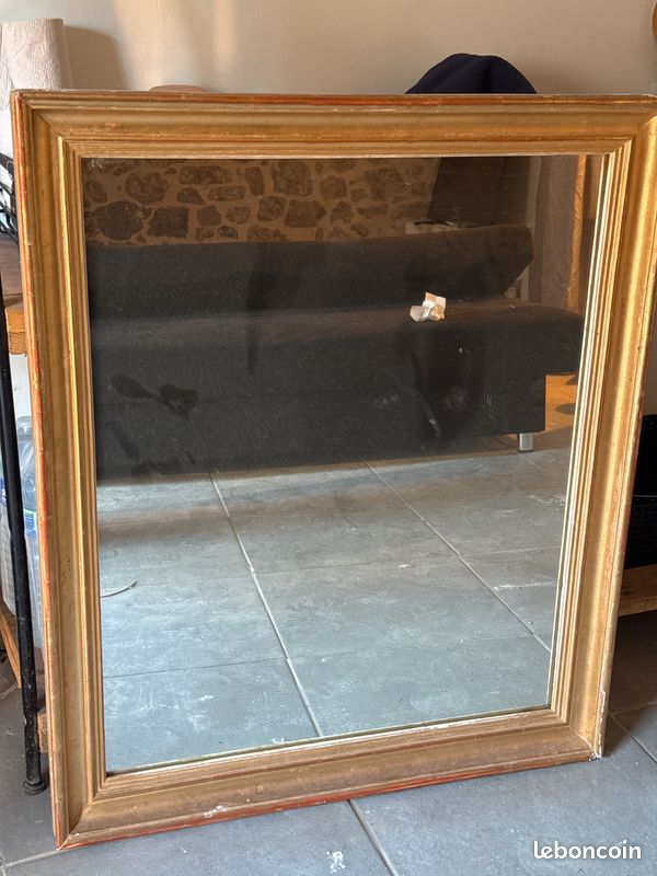 Miroir Artisanal En Bois Et Feuille D'Or - 71x51 Cm - Forme Feuille