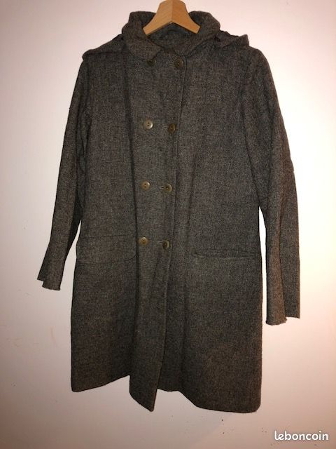 Manteau 100% laine à capuche (image 1)