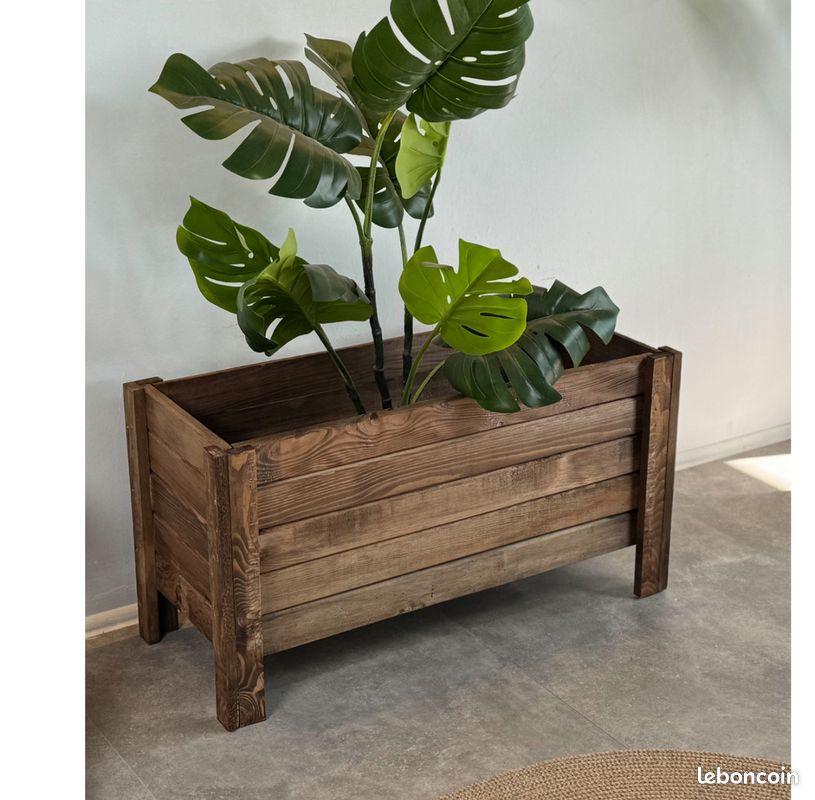 Jardinière en bois de pin – Grand pot de fleurs rectangulaire 80 cm - 2006 (image 2)