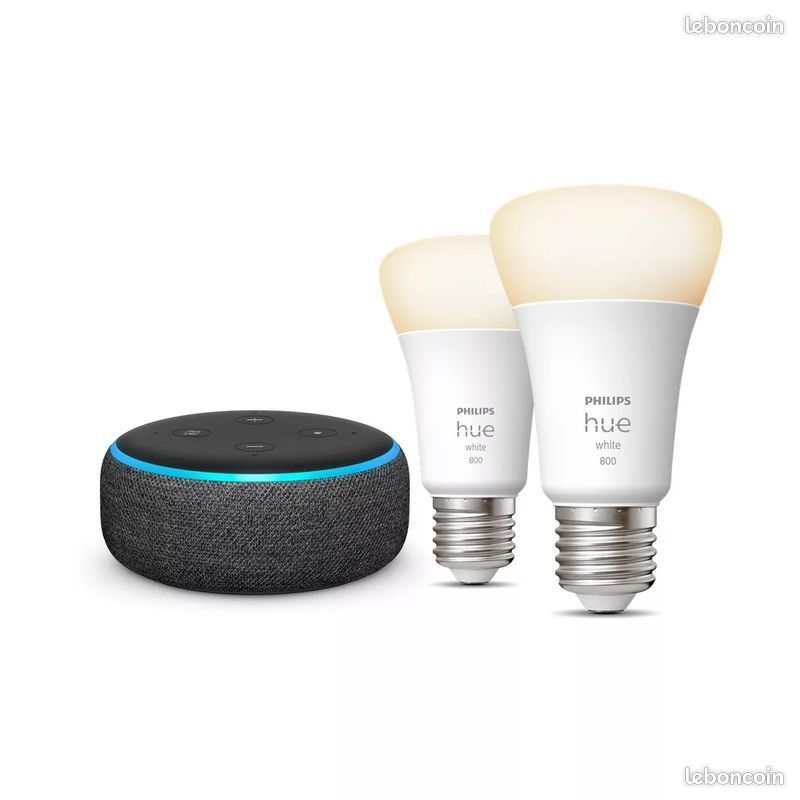 Philips Hue 2 E27 Echo Dot 3 Alexa Pack Essentielb Connecté Neuf (image 2)