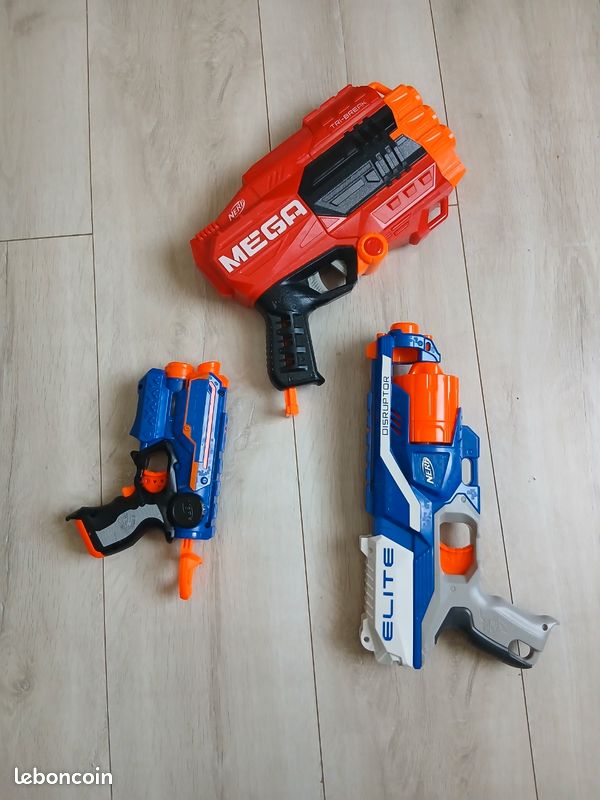 LOT (6) PISTOLETS Nerf N-Strike avec Mega, Maverick, Slingshot et