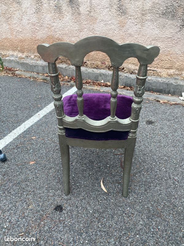 Chaise Art Déco argentée et violette (image 4)
