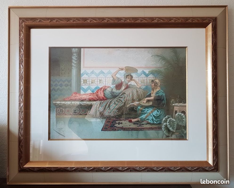 Chromolithographie fin 19e siècle André-Benoit Barreau- Gaetano TAUREL les orientales 68x55cm encadré (image 10)