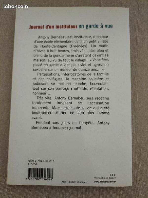Livre "Journal d'un instituteur en garde à vue" (image 2)