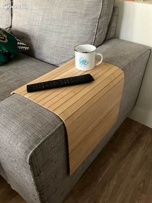 Relaxdays Support pour accoudoir, bambou, tablette pour canapé ou