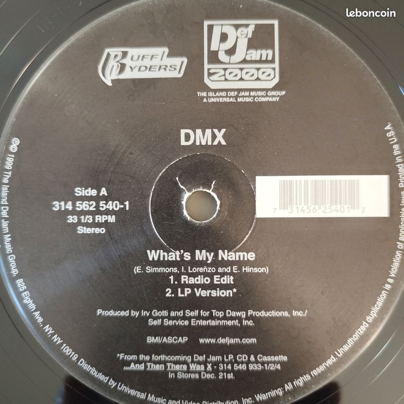 ORIGINAL 1999 maxi vinyl - DMX "WHAT'S MY NAME" (image 3)