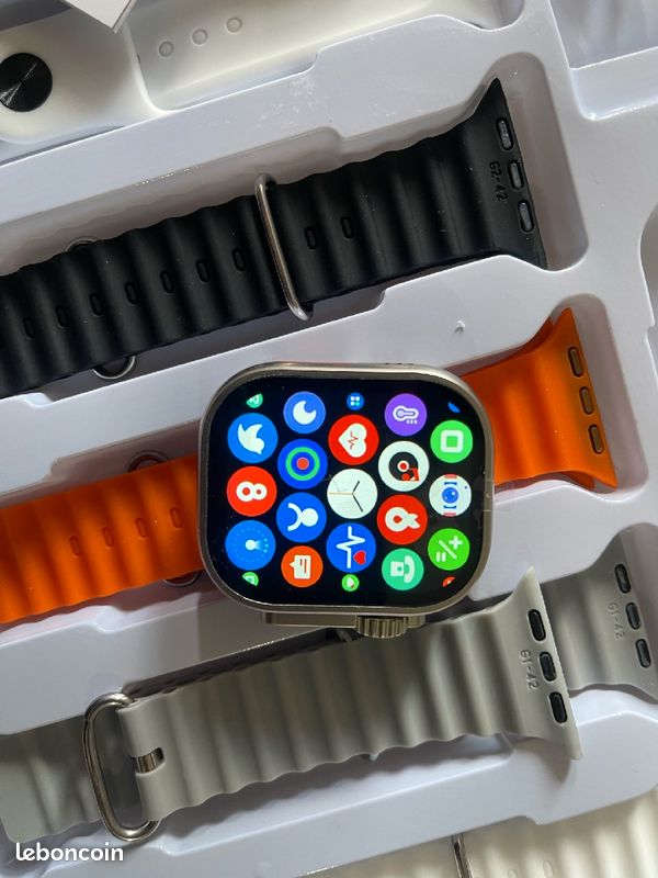Ultra Smartwatch avec étui de protection, 7 bracelets de montre, écran circulaire Amoled, surveillance ECG, 2.2HD, nouveau (image 9)