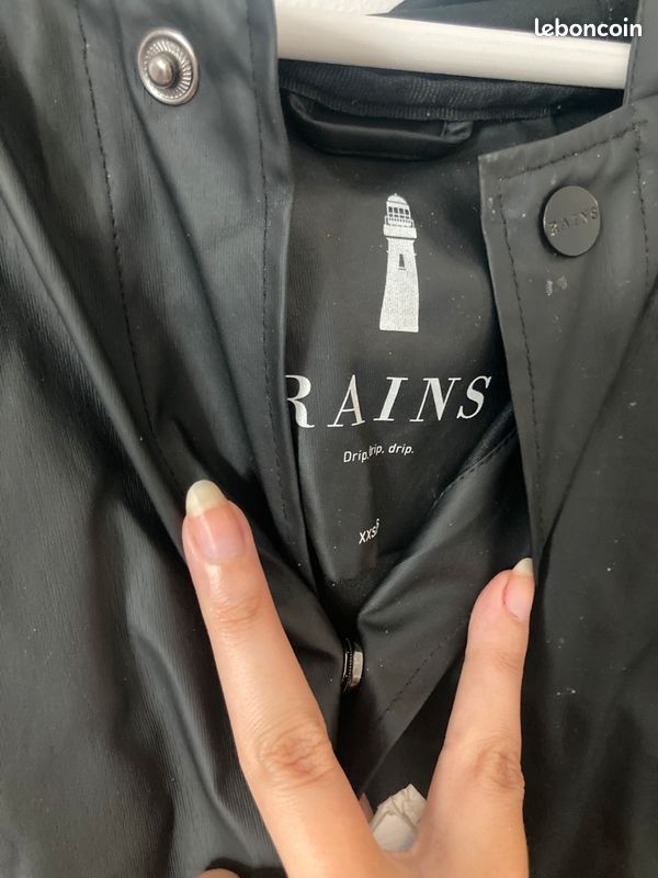 K-way / imperméable noir avec capuche Rains taille XS / S (image 3)