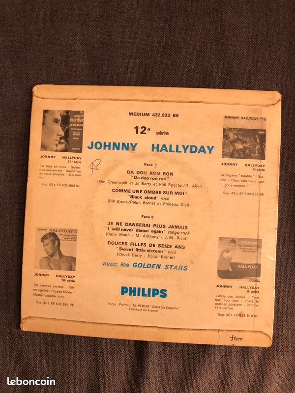 Vinyle 45 Tours - Johnny Hallyday - Da dou ron ron (image 2)