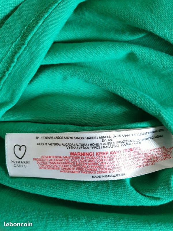 Pull-shirt Fille Primark – Vert – Coton – 11-12 Ans – Manches Longues
