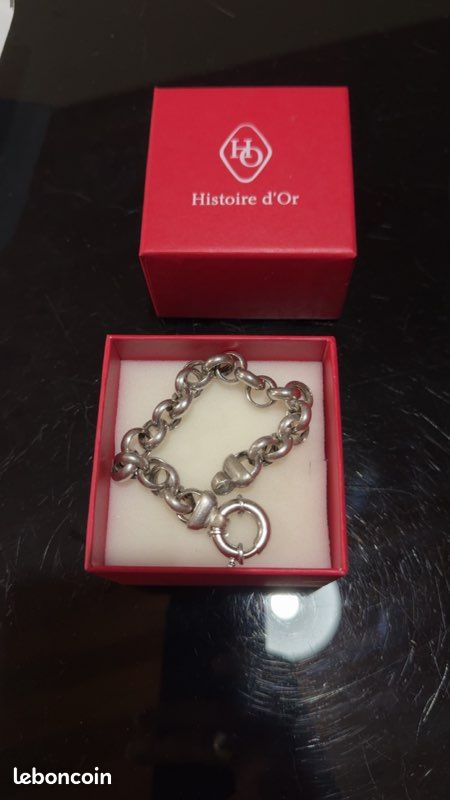 Bracelet maille jaseron rhodié argent massif 925/1000 poinçonné bijoux femme (image 2)