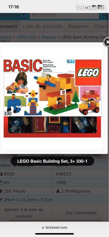 Lego vintage 1985 Basic Building set Jeux Jouets