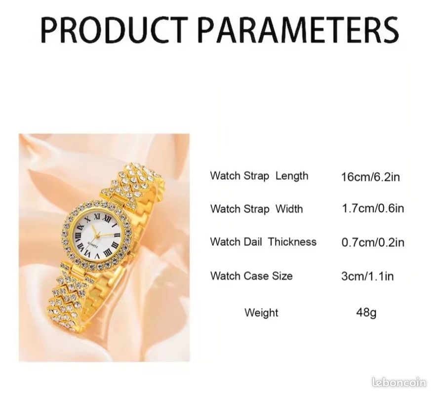 ENSEMBLE 6 PCS Montre luxe femme parure coeur bijoux bracelet collier boucle d o EUR 17,85 - FR