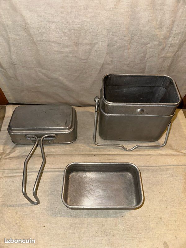 Lot De Gamelles Militaire Alu 3 Parties Nordmetall 1-55 PSCO - Vintage Brut