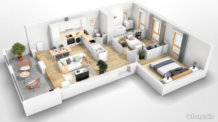 Appartement 3 pièces 61 m²