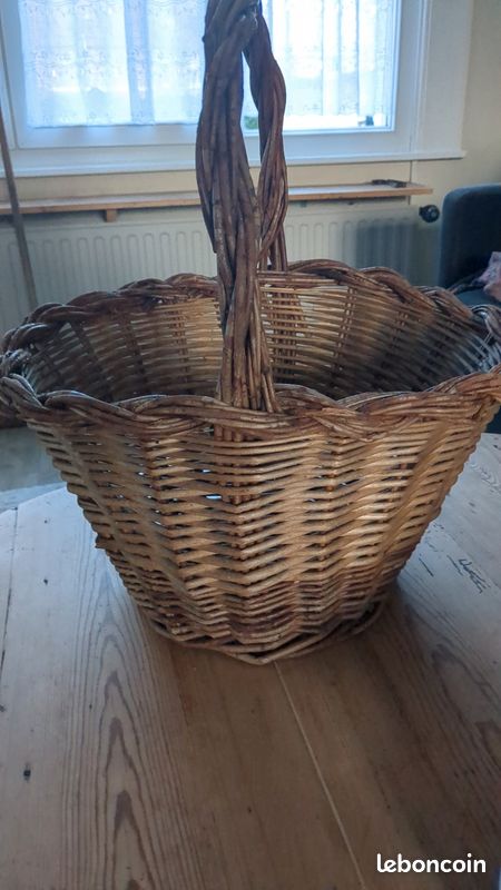 Panier ancien en osier chien chat | Coucou Retro
