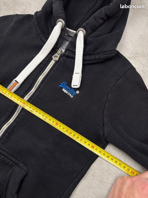 Sweat Capuche Superdry Femme Noir Taille L - Intégral Zip - Logo
