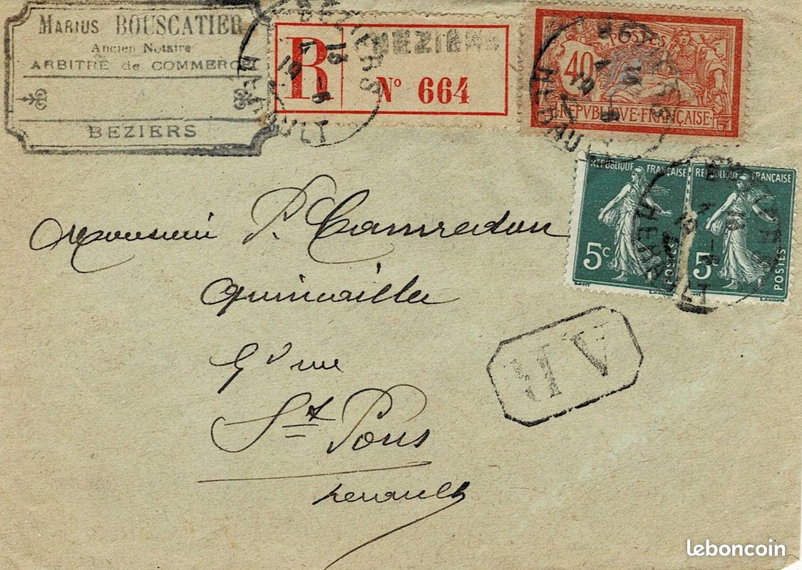 Devant d'enveloppe timbre Type Merson (A.R.) (image 1)