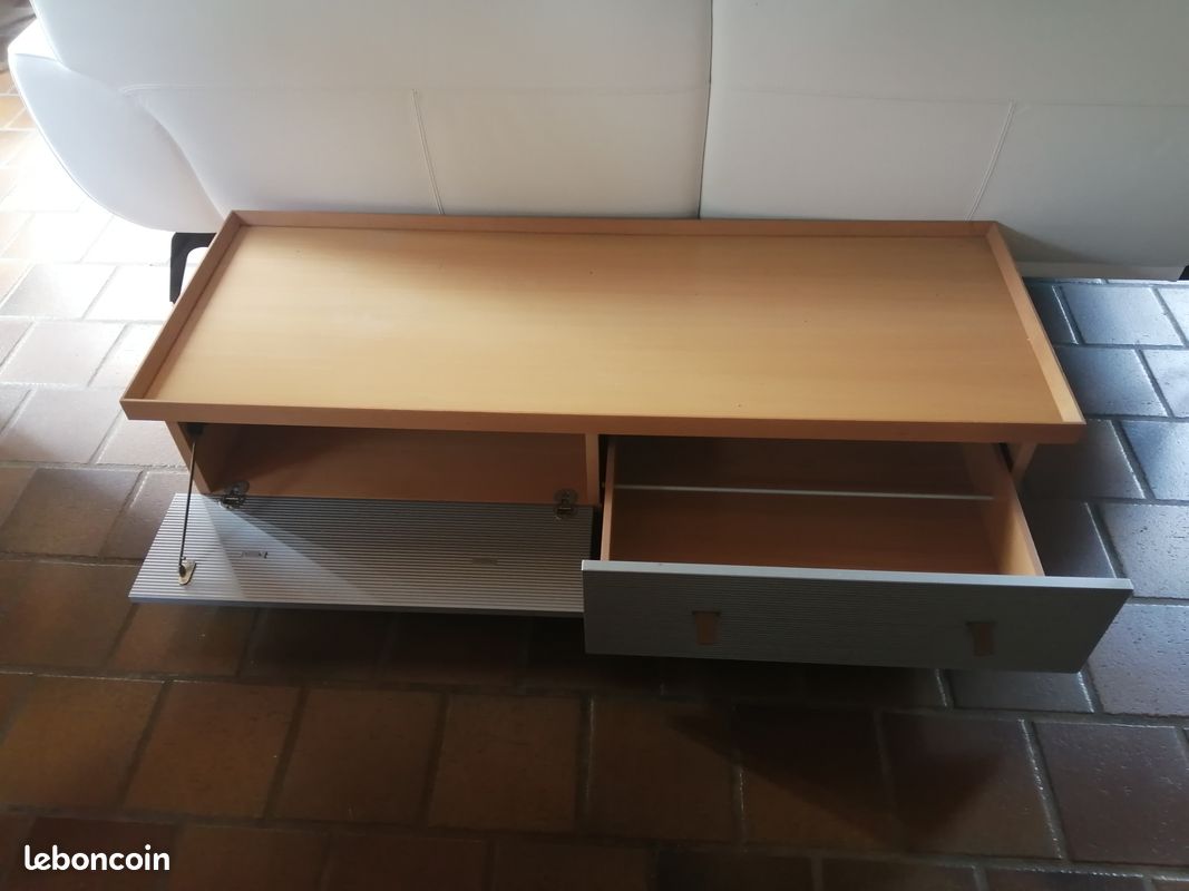Meuble TV Hi-Fi Ligne Roset – Bois, Aluminium, 204 Cm, Comme Neuf