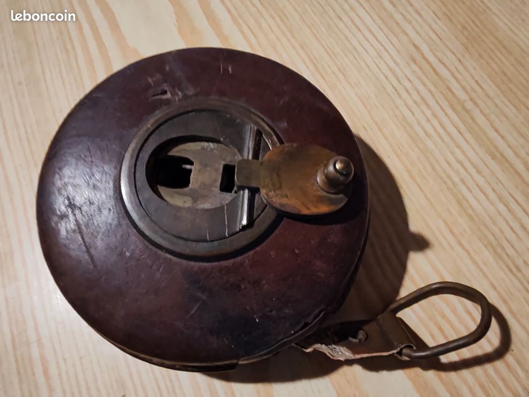 Décamètre Ancien BMI - Mètre Ruban Cuir Et Laiton 10m - Géomètre Vintage