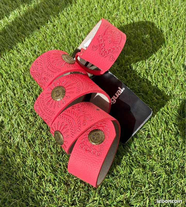 Ceinture Desigual femme rose corail et broderies ton sur ton taille 85 neuf (image 6)