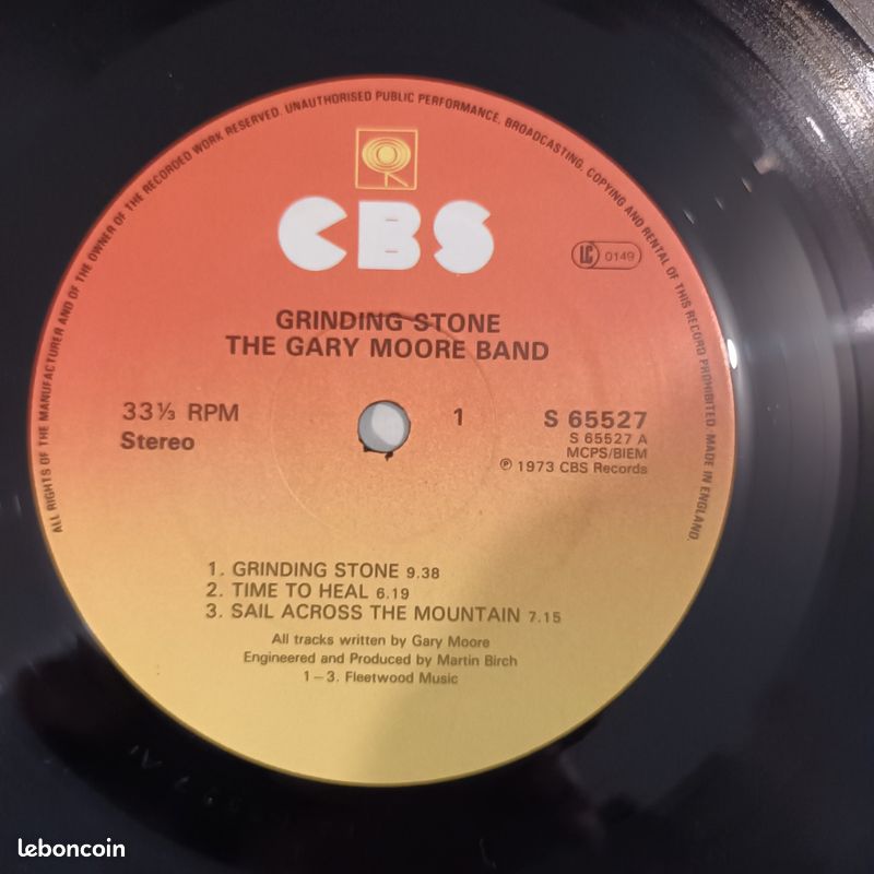 Vinyle 1973 UK. The Gary Moore Band. Grindin Stone. CBS (image 3)