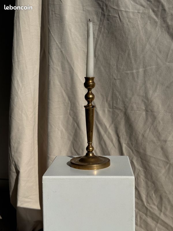 Grand bougoir doré en laiton forme classique H17 D13,5 (image 12)