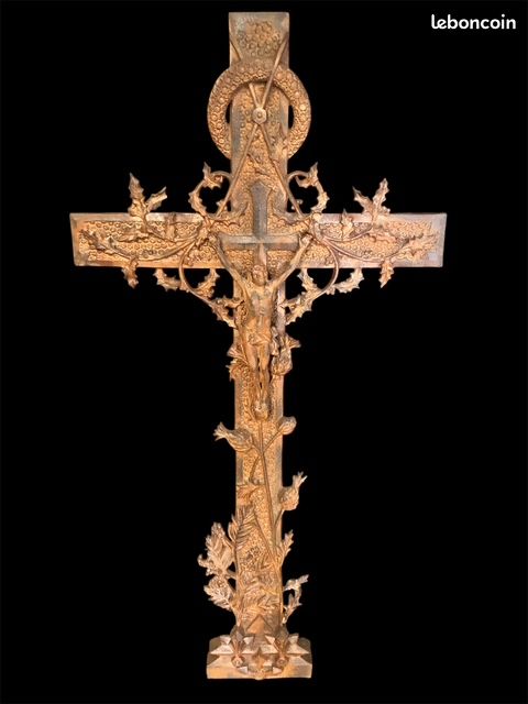 Grande Croix de Cimetiére en fonte XIX e - 1m20 (image 1)
