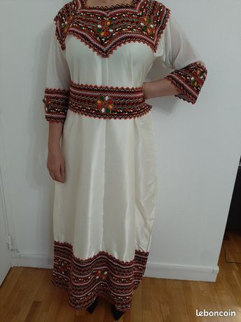 Robe Kabyle Traditionnelle - Rose - Taille Unique - Style Caftan Asymétrique