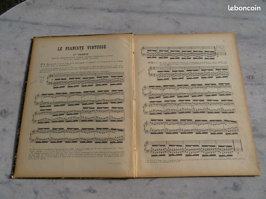 VINTAGE - Ancien livre de partition "Le Pianiste Virtuose - En 60 Exercices" - Par C.L HENON - FRANCE (XIXé) (image 5)