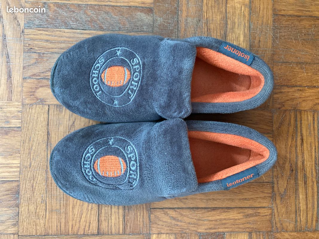 Chausson Isotoner enfant garçon velours Gris - taille 29 (image 1)