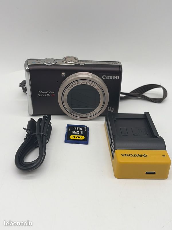 Appareil photo Canon PowerShot SX200 IS - Fonctionnel avec chargeur et carte SD #U106 (image 1)
